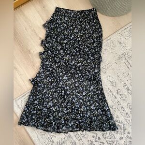 Topshop Black Floral Print Skirt